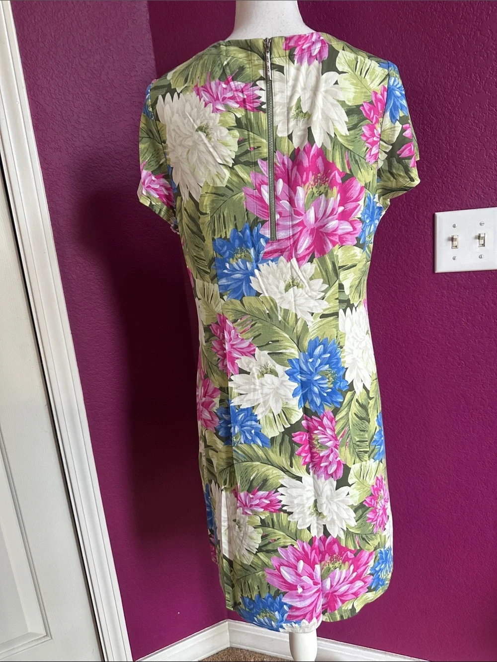 Tommy Bahama Floral V-Neck Mini Dress in Pink, Blue, White & Green